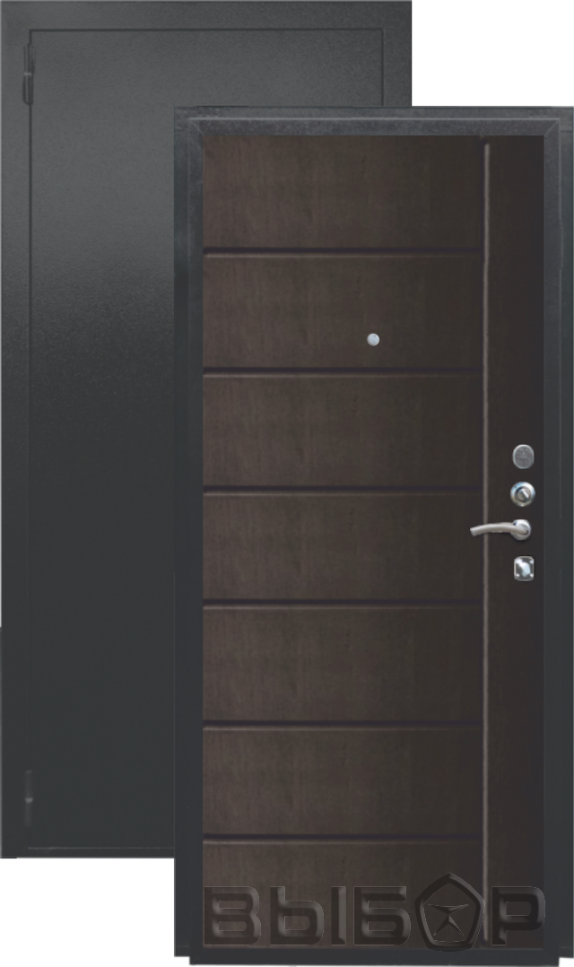 Дверь металлическая Выбор Мега 860х2050мм R 1,2 мм черный бархат/венге